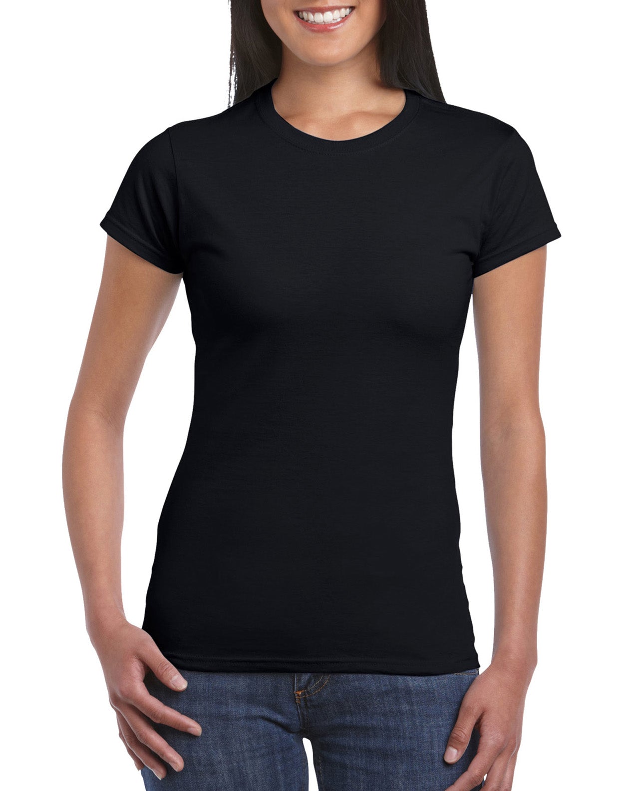 Mujer Playera Negra Cuello Camiseta Básica Playera Negra Cuello